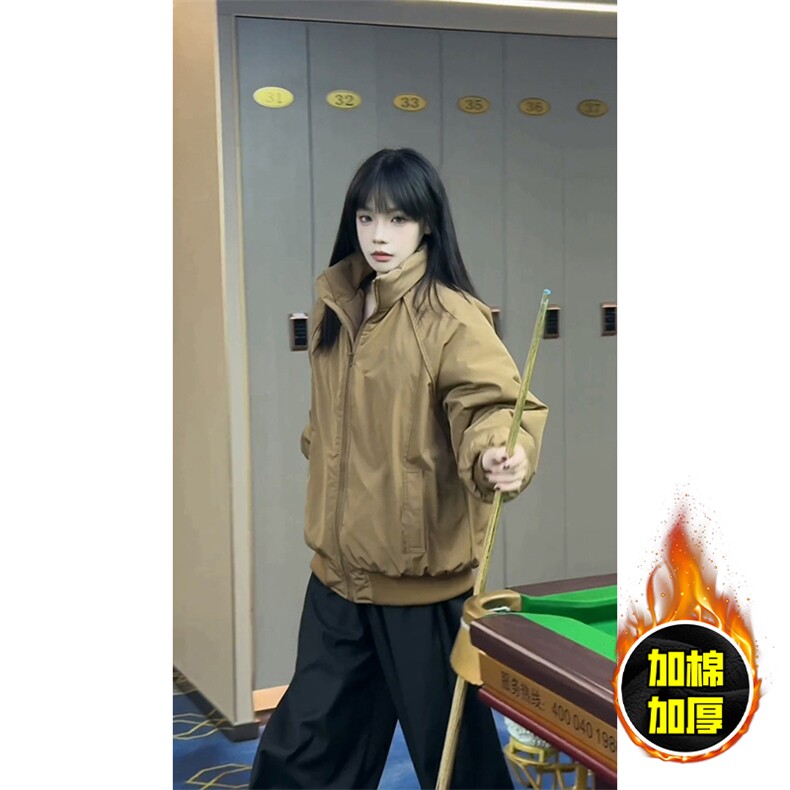 现货美式高街休闲棉衣夹克三防立领纯色户外工装加厚棉服外套,男装夹克,电商A486