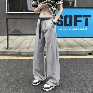 自带卡扣腰带 冰感夏季薄款直筒裤百搭垂感冰丝裤310A-4-KZ98-P30图片