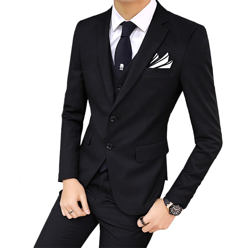 两粒扣纯色男装西服套装三件套职业商务1012-W6502-P180,男装西服套装,星座1012