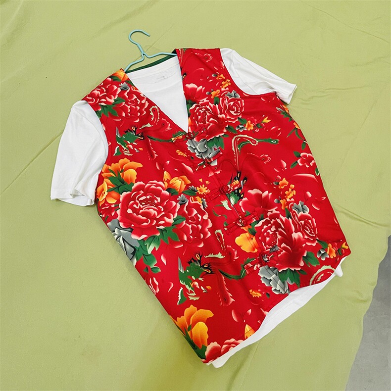 RM1情侣大花马甲双层团队服喜庆婚礼服M-5XL大码，男装背心/马甲，星座115A-1