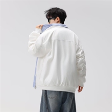 网图现货男款假两件外套男春秋美式复古绣花外套夹克RW6515-P68，男装夹克，星座1005-4