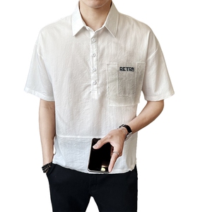 夏季新款男士做旧中袖衬衫时尚百搭休闲衬衣薄款上衣C5270-P58图片