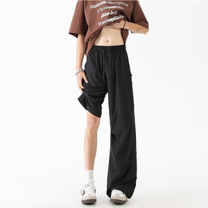 无影墙夏季冰丝长裤打褶美式弯刀裤男士潮流速干裤宽松百搭特P35
