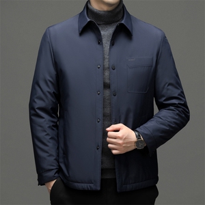 男士棉服冬季中年商务休闲翻领外套新款2022保暖加厚棉衣男装图片