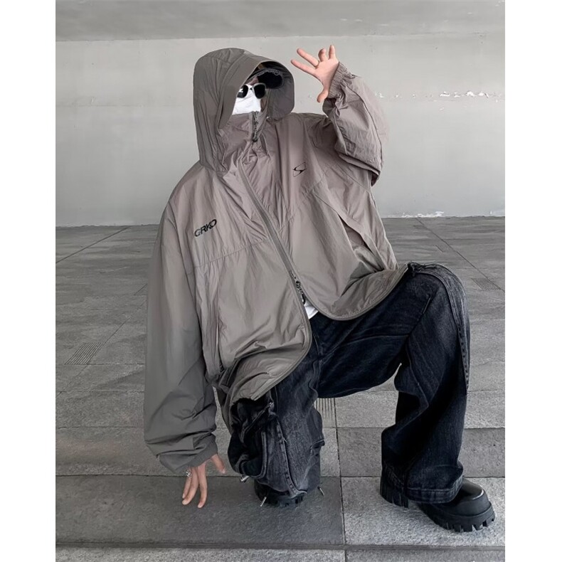 可收纳防晒服机能外套户外轻薄凉感防晒衣皱真抽绳W9310,男装防晒衣,星座1116A-1（原606A）