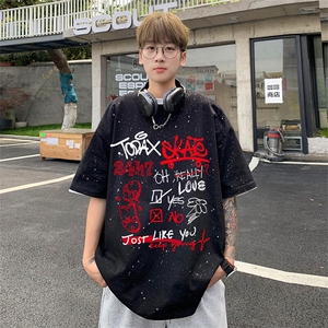 可48小时发货支持抖音得物来样二开 美式满天星亮片短袖T恤MTX631图片