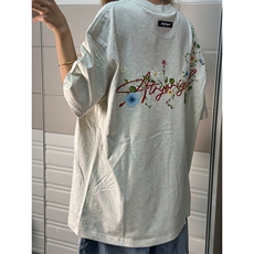 万针全刺绣工艺抖音得物高品质260克重磅纯棉双纱美式高街短袖T恤，男装T恤，电商A486