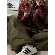 美式复古休闲红格子长袖衬衫基础宽松百搭外套衬衣CJ43，男装衬衫，星座1116A（原606A-3）