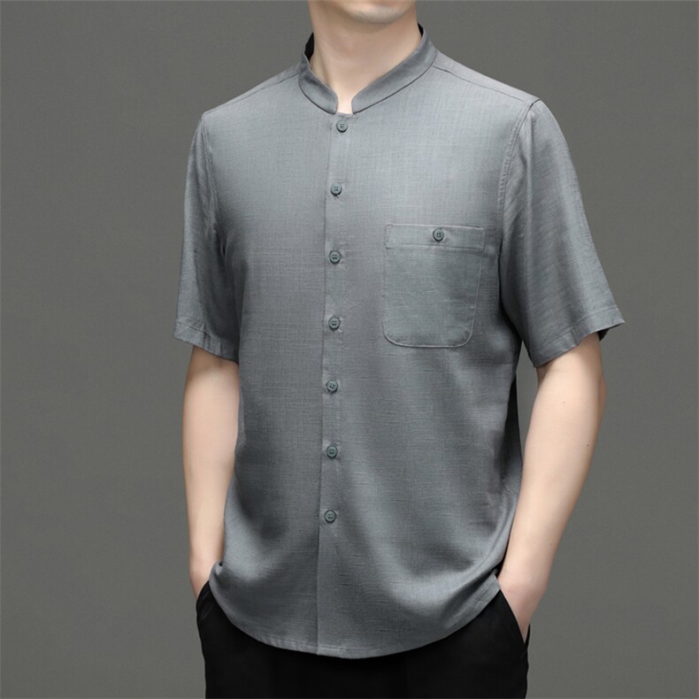 夏季棉麻男士亚麻短袖t恤2023新款复古唐装休闲半袖衣服汉服男装,男装民族服装,电商B212（原钱塘6029）