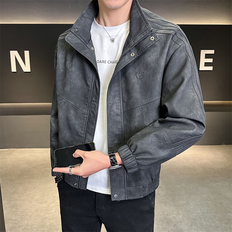 2025春季新款高品质款宽松水洗PU皮衣男外套C317-J881-P165，男装皮衣，电商C317