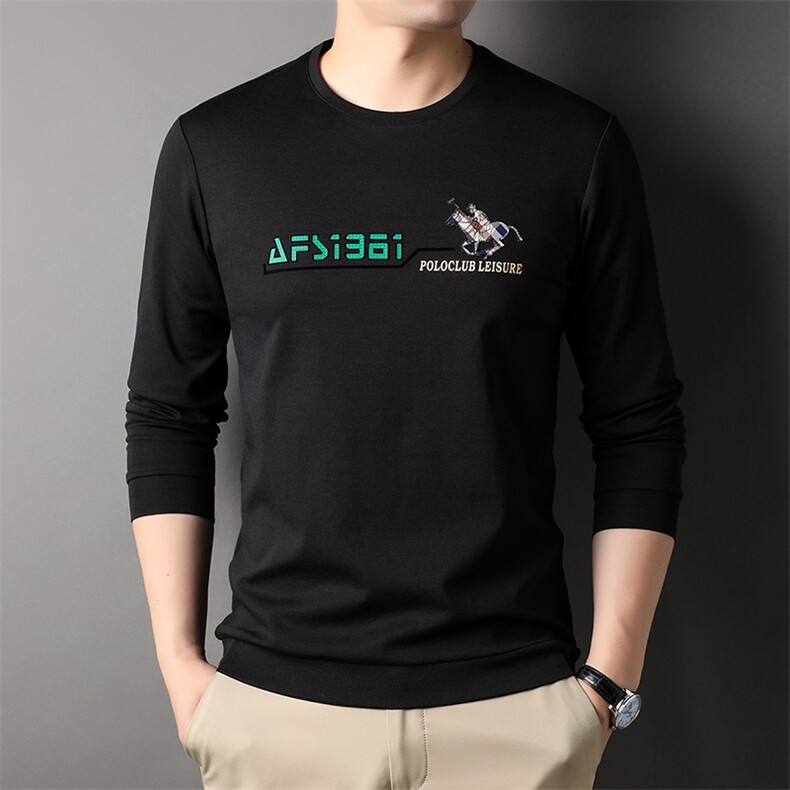 AG3960钱塘2020-3长袖T桖春秋薄款圆领男士高档打底衫P47,男装T恤,钱塘207-3