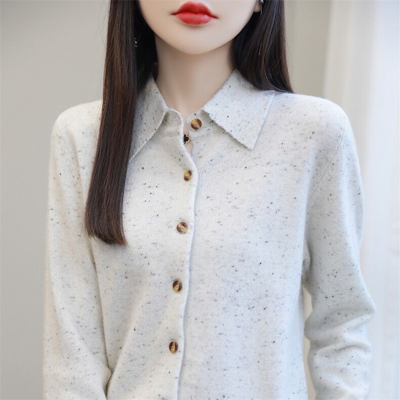 衬衣领2024新款春秋新款时尚经典百搭打底衫羊毛衫,女装羊毛衫,片语羊绒