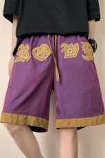 1麂皮绒拼接变色龙渐变冰丝短裤女大码中性风短裤男DK7721P45控59，男装牛仔裤，星座226-2