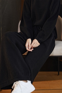 针织羊毛阔腿裤女裤2024年新款秋季垂感宽松直筒休闲裤高腰图片
