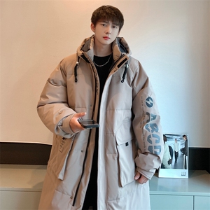 情侣羽绒服男冬季新款港风宽松连帽中长款保暖外套YR906-P175,聊天背景情侣穿搭平价图片