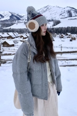 灰色立领短款羽绒服女冬季2024新款韩系宽松休闲保暖90白鸭绒外套，女装羽绒服，辉之琳