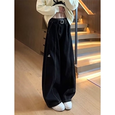 春秋高街潮流辑明线设计色织弯刀裤男士高级感宽松百搭阔腿休闲裤，男装休闲裤，星座506A