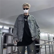 312-P63美式高级感短款牛仔夹克男春秋季新款高街痞帅，男装夹克，电商B323A