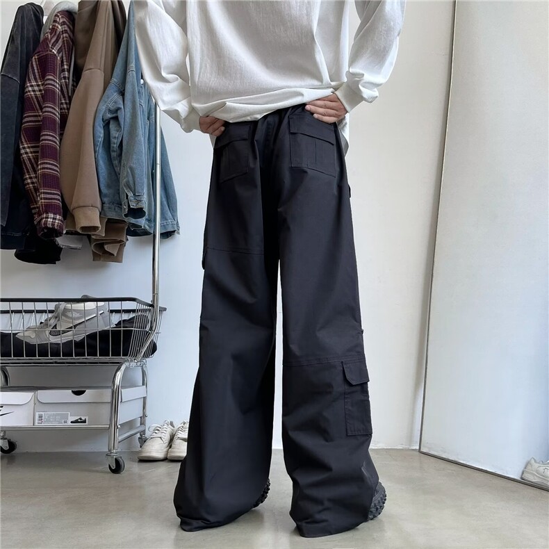 冲锋裤男美式vibe机能工装痞帅宽松直筒休闲长裤1001-1-GK13-P45,男装工装外套,星座1001-1