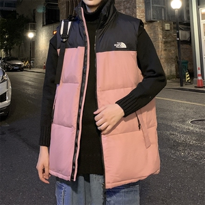 坎肩现货刺绣立领宽松外套马甲时尚男款韩版羽绒服拼接男女款图片