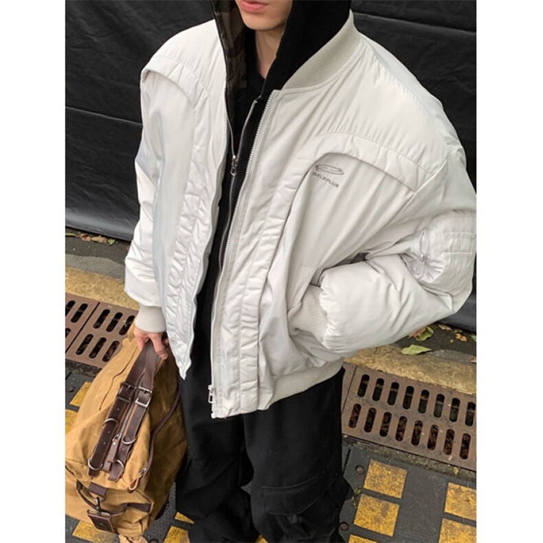 冬季美解构曲线设计小众飞行员棉衣男子加厚棒球制服 MY9600图片