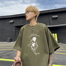 特P19控382024夏季新款麂皮绒圆领短袖T恤RT420，男装T恤，电商B370