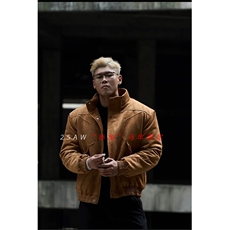 XZ1006A-TTH1206-P110-赤兔马年限定美式宽肩麂皮拼接立领棉服，男装棉衣，星座1005-1