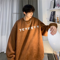 美式高街翅膀印花潮流圆领卫衣宽松上衣JK23522特批38控68，男装卫衣，星座605(原A050)