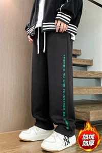 秋季木地板新款男休闲裤百搭直筒裤港风宽松加绒卫裤K3219H-P45图片