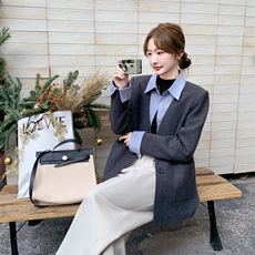 档口现货2025冬装新款韩版休闲西装假两件羽绒服p265-k388，女装羽绒服，2C266