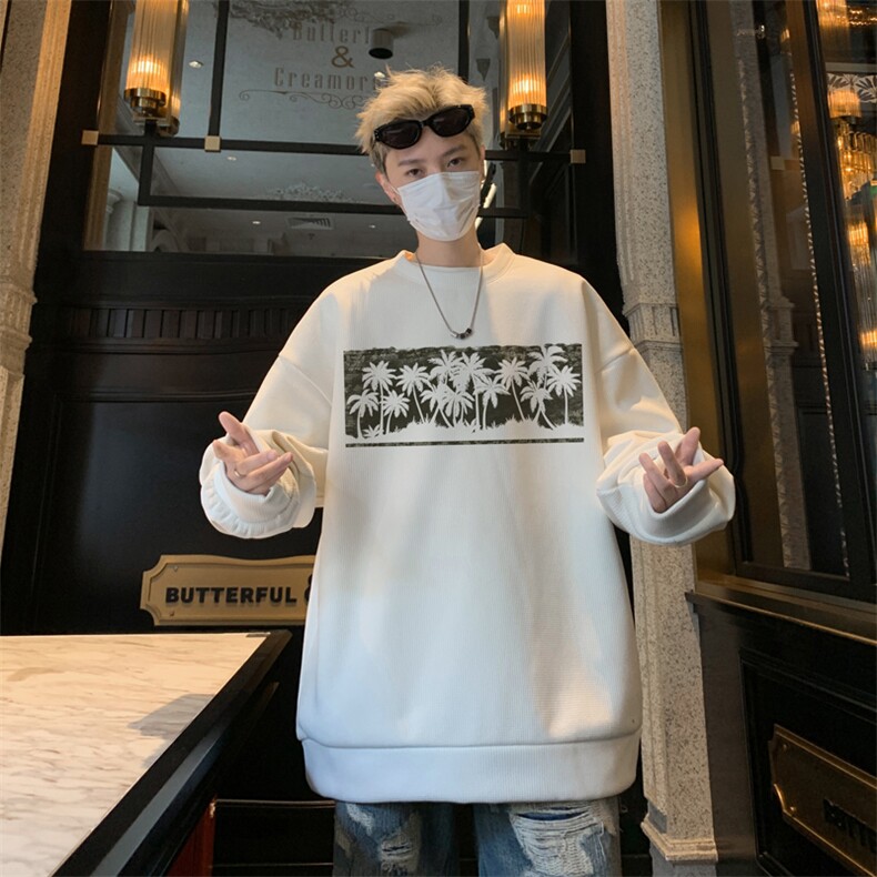 华夫格！华夫格上衣男圆领华夫格卫衣男大码长袖t恤男HY230-特P23,男装T恤,电商B367
