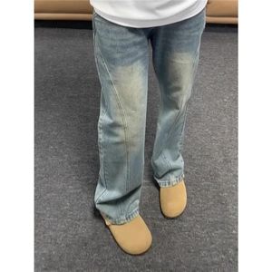 春季复古阔腿牛仔裤新款百搭水洗做旧直筒裤子LA5177-P45 加绒55图片