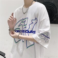 港风原创设计款印花短袖T恤简约大码宽松男潮517A-1-T912-P28控38，男装T恤，星座517A-1