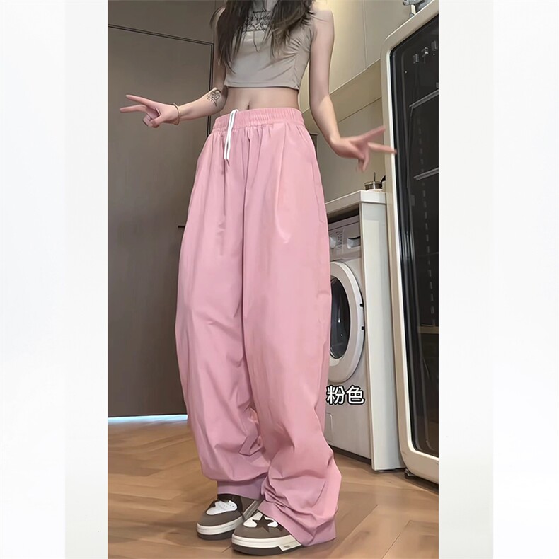 K826-P30 夏季多巴胺男女情侣款休闲裤宽松直筒拖地裤沙滩速干裤图片
