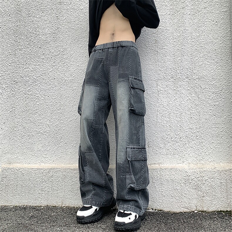 XZ-221-1美式复古潮工装裤多口袋直筒休闲情侣牛仔裤K1605-P68,男装牛仔裤,星座221-1