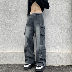XZ-221-1美式复古潮工装裤多口袋直筒休闲情侣牛仔裤K1605-P68，男装牛仔裤，星座221-1