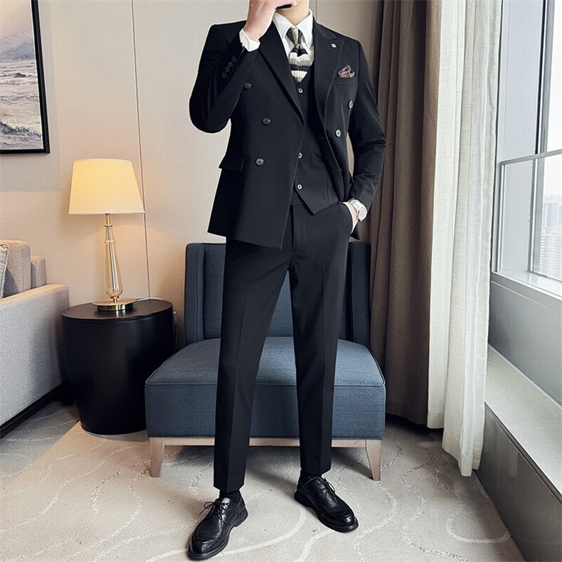 SJT813-P2102025春夏时尚男士双排扣英伦西服三件套装西装,男装西服,星座507A（原星座306B-2）