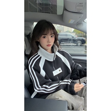 WY10190-特P60420g重磅-高品质-条纹设计感大码保暖卫衣外套男，男装棉衣，电商A059