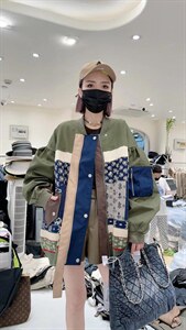 秋装拼针织外套图片