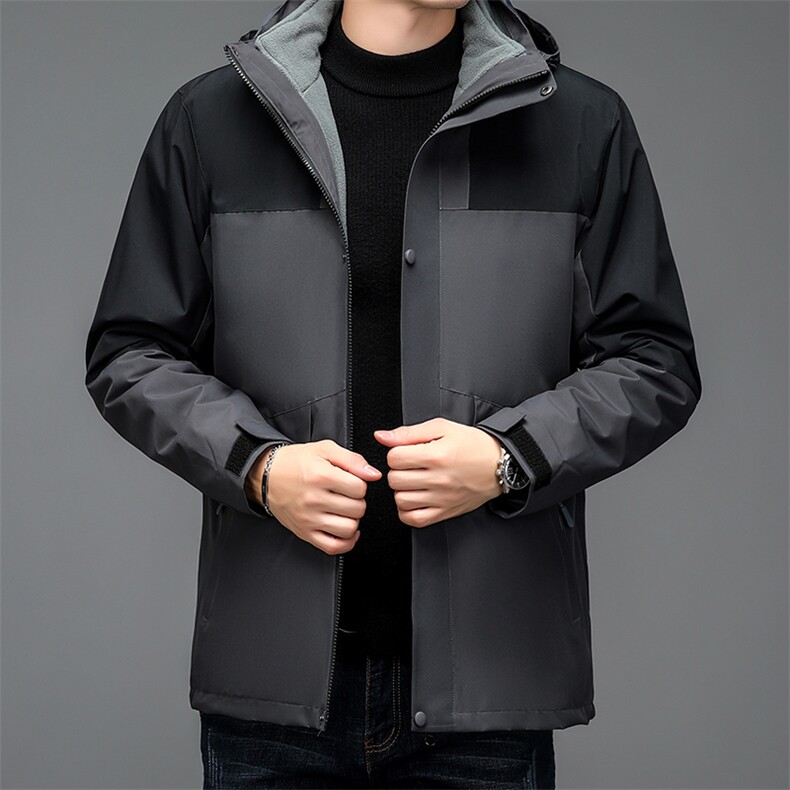 秋冬连帽男宽松加绒可脱卸内胆冲锋衣外套户外运动服BSN3088-P155,男装棉衣,星座1105-3