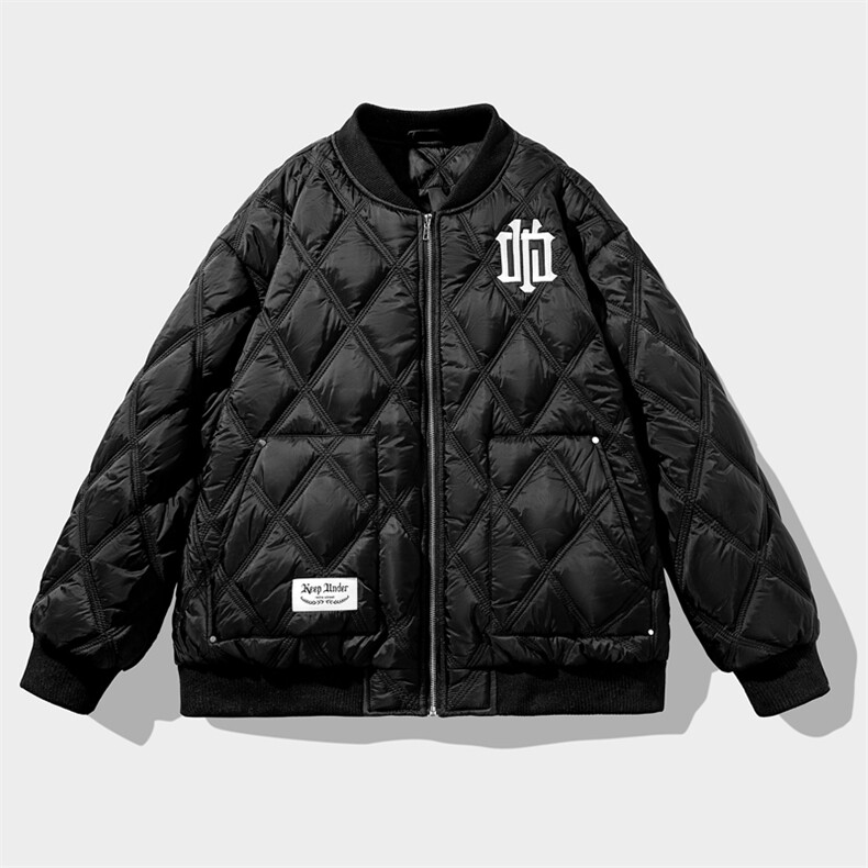 M8376-P85冬季新款菱形格棒球服大码羽绒棉加厚刺绣棉衣,男装棉衣,星座109