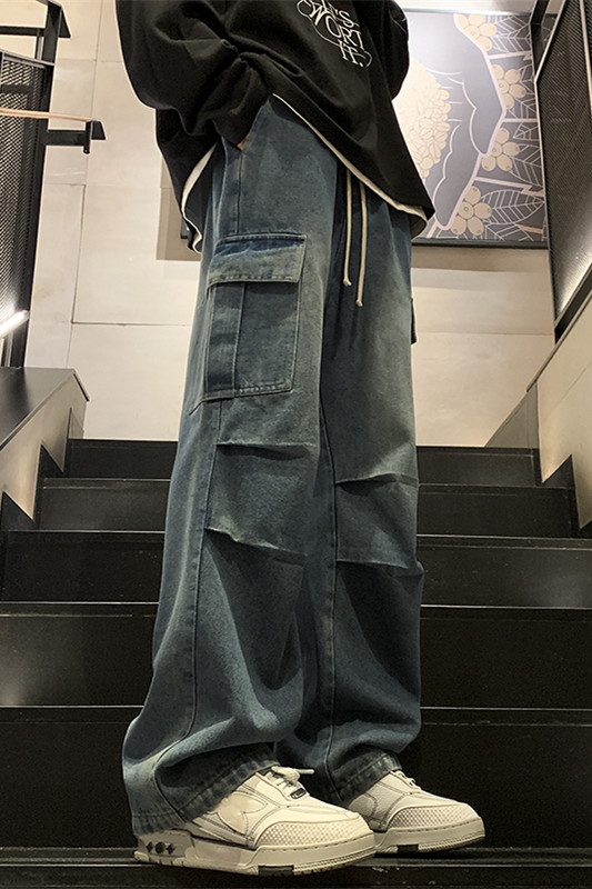 新款伞兵褶工装牛仔裤XZ604-KN14-P50控78,男装牛仔裤,星座604