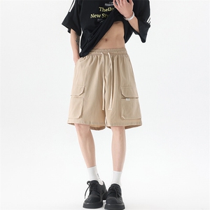 8XL-M 特大码冰丝短裤男五分裤褶皱休闲裤工装中裤DK1504P45控68图片