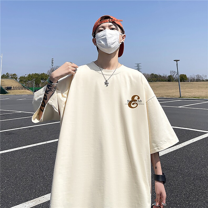 主推款T恤240克潮流美式宽松质感落肩纯棉印花短袖男T6358特P19,男装T恤,星座610B-1
