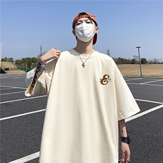 主推款T恤240克潮流美式宽松质感落肩纯棉印花短袖男T6358特P19，男装T恤，星座610B-1