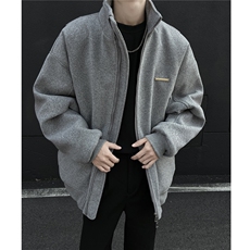 冬装新品弯刀袖毛呢加棉夹克棉衣休闲纯色加厚外套男G1104P108，男装夹克，电商A339