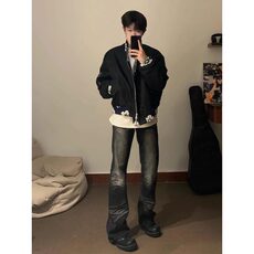 提花美式短款外套男高级感飞行夹克棒球服JK110特P65，男装夹克，星座908-1