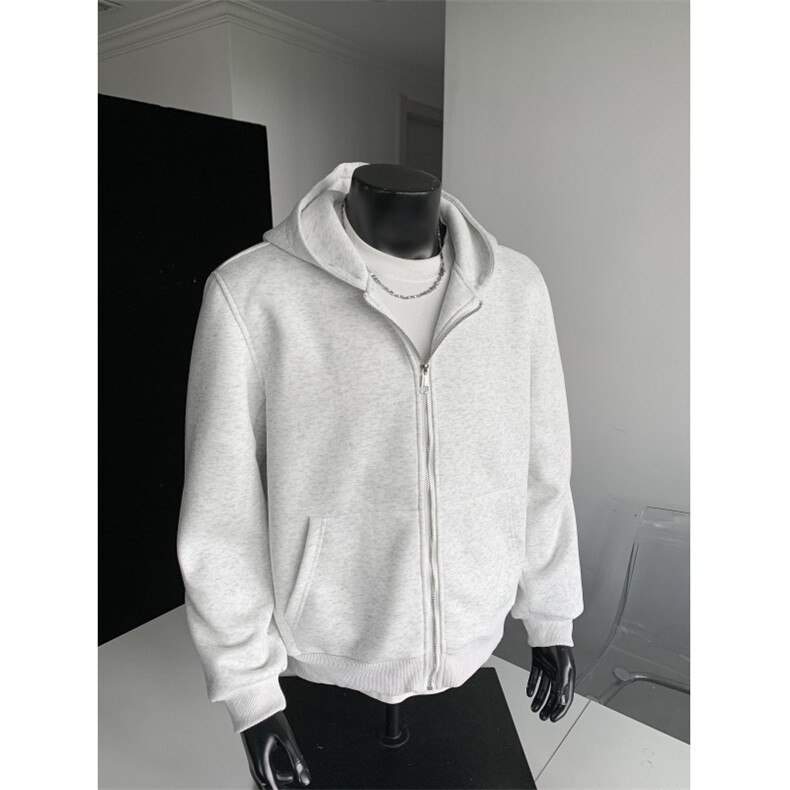 WY806-尺码M-3XL-P48-cleanfit重磅硬挺连帽衫美式拉链开衫卫衣图片