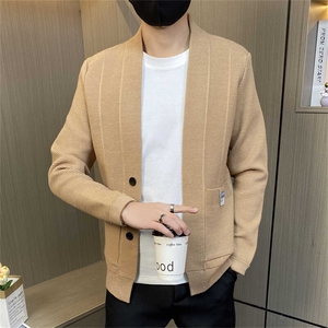 M3805-P65控88男士针织开衫春秋季外穿毛衣薄款线衫纯色披风外套图片