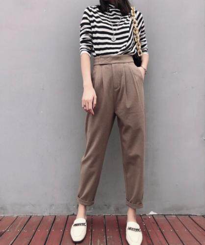 韩版呢子磨毛休闲裤，女装休闲裤，1+1 MAIN ROAD